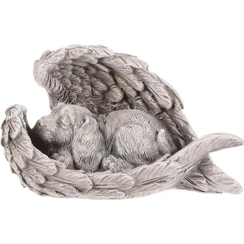 Pietní dekorace Pes v křídlech, polyresin, šedá, 13 x 7 x 8 cm