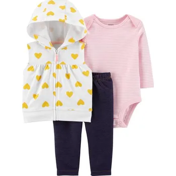 Kojenecký body CARTERS CARTER'S Set 3dílný body krátký rukáv, mikina, kalhoty dlouhé Hearts dívka NB/ vel. 56