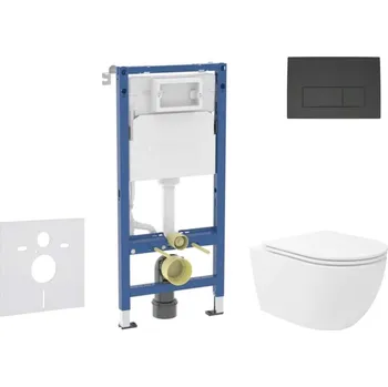 GEBERIT - Duofix Set předstěnové instalace, klozetu Oudee Vortex a sedátka softclose, tlačítko Delta50, matná černá SANI11CA5155B