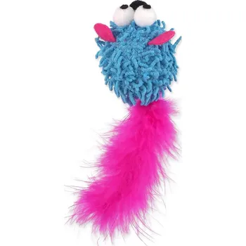 Hračka pro kočku Hračka Magic Cat Rainbow Relax myš s pírkem a šantou kočičí modrá 6cm