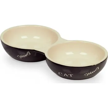 miska pro kočku Nobby Cat keramická dvojmiska 22 cm černá