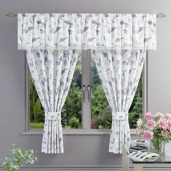 Dekorativní polštářek Závěsový set Levandule - 2x(175 x 140) + 31 x 300 cm