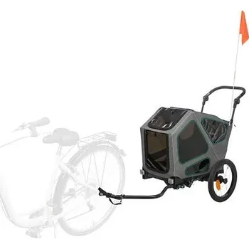 Kočárek pro psa Vozík za kolo, L: 55,5 × 77 × 105/147 cm, šedá/šalvějová