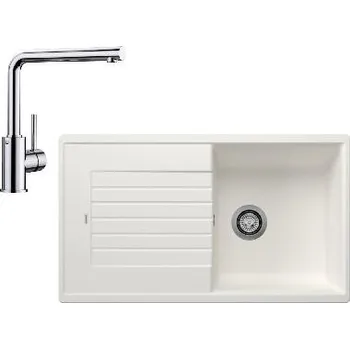 Granitový dřez Blanco - Set dřezu Zia 5 S a baterie Mila, bílá/chrom SET 10-B 25 MILA bil