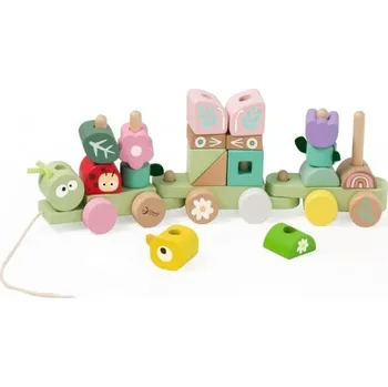 Dřevěná hračka Vlak + 2 vagóny jungle, dřevěná stavebnice