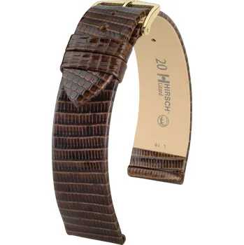Řemínek na hodinky Kožený řemínek Hirsch Lizard L 01766010-1, hnědý, ještěrčí kůže, délka L, Quick Release - 18 mm