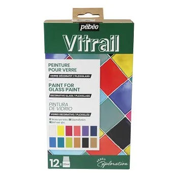 Speciální výtvarná barva Sada barev na sklo Vitrail 12x20ml (Sada barev na sklo Vitrail 12x20ml)