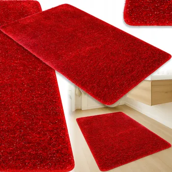 Koupelnová předložka KOUPELNOVÁ PŘEDLOŽKA PROTI SKLUZU 50x80 ČERVENÁ SILNÁ MĚKKÁ BORDOVÁ 3D