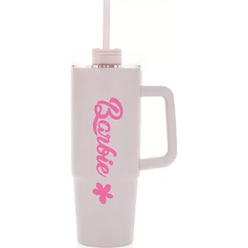 Termohrnek BARBIE - světle růžový cestovní hrnek s průhledným víčkem 900 ml