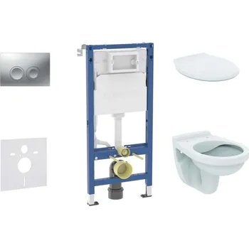 GEBERIT - Duofix Set předstěnové instalace, klozetu Alpha a sedátka, tlačítko Delta21, matný chrom SANI11CD2142