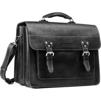 Kabelka VOOC Velká obchodní brašna do práce a na notebook z kůže; černá SKL