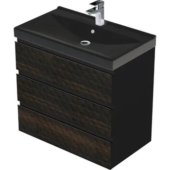 Koupelnový nábytek Koupelnová skříňka s umyvadlem SAT Cube Way 80x76,5x46 cm dub wellington mat CUBE3D46803ZHVERB - CUBE3D46803ZHVERB