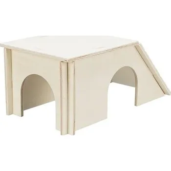 Dřevěný skládací domek BENT, šikmá střecha, králíček, 51 x 24 x 33 cm