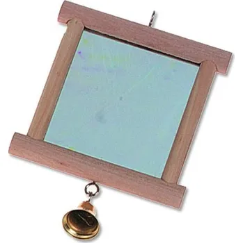 Hračka pro ptáka Hračka pták zrcátko v dřevěném rámu, Flamingo 13x10cm