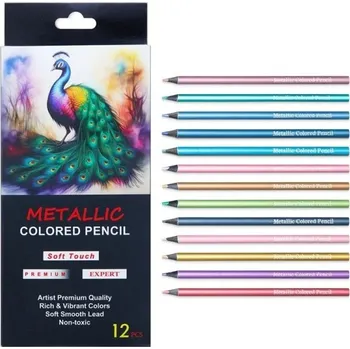 Mikrotužka Sada 12 metalických barevných tužek pro kreslení a skicování Umělecké potřeby pro kutily Omalovánky Domácí malování a tvoření