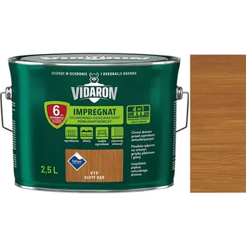 Lak na dřevo Vidaron Impregnat ochranná impregnační lazura na dřevo V19 Dub zlatý 2,5L