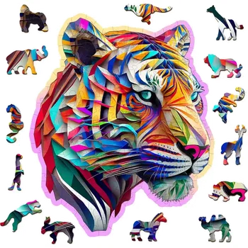 Puzzle Dřevěné puzzle barevný tygr 150 dílků WOODEN CITY