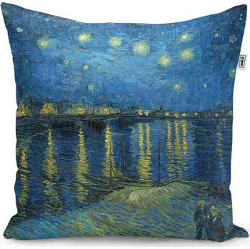 Polštář Dekorační polštář Hviezdna noc nad Rhônou - Vincent van Gogh - Sablio - 50x50 cm