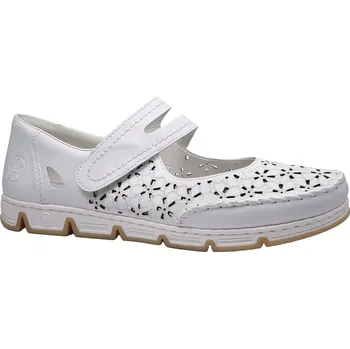 Dámské polobotky Letní vycházková obuv-flexiblová, Rieker, bílá: Bílá Povrstvená kůže 28,5 43 G - standardní šíře (28509-28509)