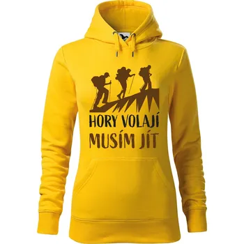 Dámské oblečení DOBRÝ TRIKO Dámská mikina s potiskem Hory volají Velikost dámské mikiny: 2XL, Barva: Žlutá