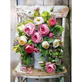 Diamantové malování Diamantové malování/Homfun - Růžičky na židli