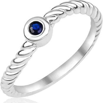 Prsten Stříbrný prsten s modrým zirkonem - Meucci SR181 Velikost: 52