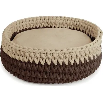 Pelíšek pro psa PLETENÝ KULATÝ PELECH 40 cm HNĚDÁ