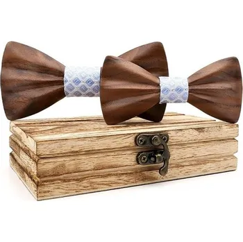 Motýlek SET pro Tátu a Syna Dřevěný motýlek 3D světle fialová Světle fialová