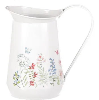 Váza Váza Luční květy, 17 x 18 x 11 cm, džbán, kov, bílá