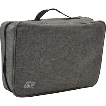 Penál GRAPH'IT Šedý textilní penál na 220 pastelek a příslušenství