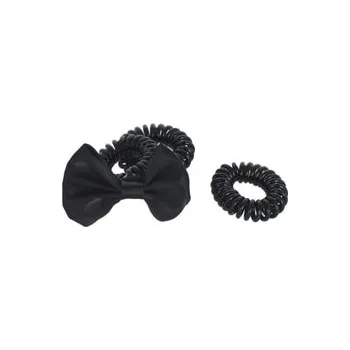Solida Curly Loop s mašlí, černá, 3 ks Gumička do vlasů