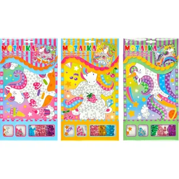 Mozaiková sada Mozaika 1723 se třpytivými flitry jednorožec 17x30 cm