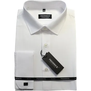 Pánská košile Pánská košile s dlouhým rukávem - střih SLIM - vzor SV01 - bílá barva s prodlouženou délkou rukávu 188/194 cm na manžetový knoflík - 40