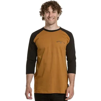 Pánské tričko tričko Meatfly Kennedy Raglan - Gold Brown/Black XL