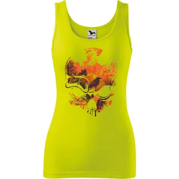 Dámské oblečení Dámské tílko s potiskem Lebka a ptáci Velikost: 2XL, Barva: Limetková