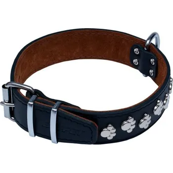 Obojek pro psa BAFPET Kožené obojky zdobené tlapkami JAGO Barva: Černá, Rozměr: 45mm x 80cm /63-73/ 07123T