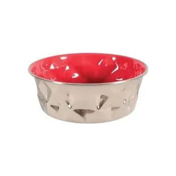 Miska pro psa Miska nerez protiskluz DIAMONDS 0,55l červená Zolux