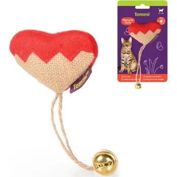 Hračka pro kočku Natural Only - srdíčko s rolničkou, 11cm