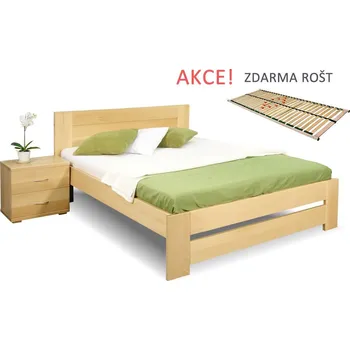 Postel Dřevěná postel s roštem Jirka, 120x200, 140x200, masiv buk