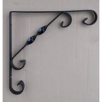 Držák na polici 2. jakost Policová podpěra kovaná 250x250mm, černá - 3 KS