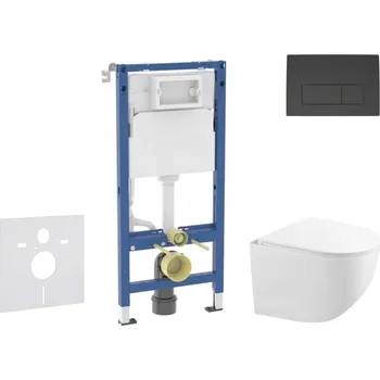 GEBERIT - Duofix Set předstěnové instalace, kompaktního klozetu Gaia a sedátka softclose, tlačítko Delta50, matná černá SANI11CA5122B