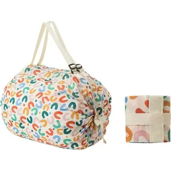 Nákupní taška Skládací nákupní taška 40 x 40 cm z nylonu Velká kapacita 48–64 l Složitelná do 8 x 8,5 cm Voděodolná taška se vzorem