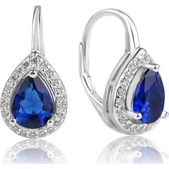 Náušnice Stříbrné náušnice s modrým kapkovitým zirkonem - Meucci SS374E