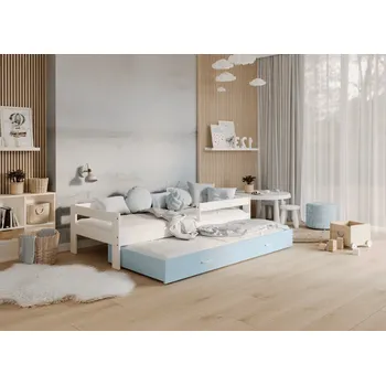 Postel ArtAJ Dětská postel HOPE P2 s přistýlkou | bílá/modrá 80 x 190 cm