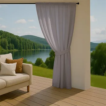 Závěs na terasu 155x200 nepromokavý polyester světle šedý