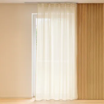 Hotová záclona 300x250 ecru se lněným vzhledem