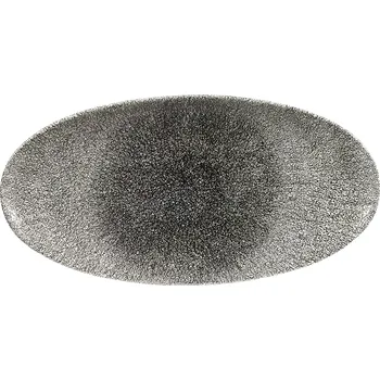 Talíř CHURCHILL Raku Quartz Black mělký talíř, oválný, délka: 347 mm
