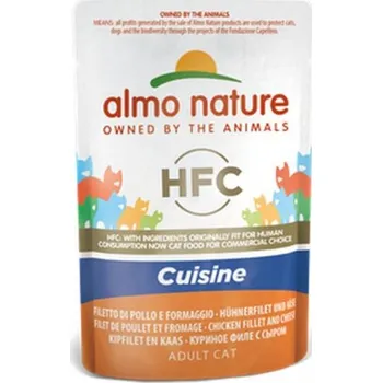 Krmivo pro kočku Almo Nature HFC Cuisine WET CAT - Kuřecí filet a sýr 55g výhodné balení 24ks