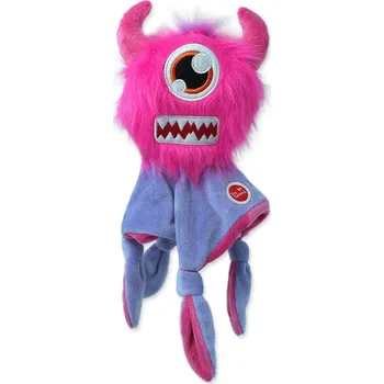 Hračka pro psa Hračka DOG FANTASY Monsters chlupaté strašidlo růžové pískací s dečkou