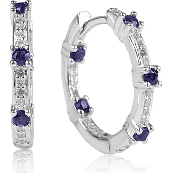 Náušnice Stříbrné kruhové náušnice s fialovými zirkony - Meucci SE455